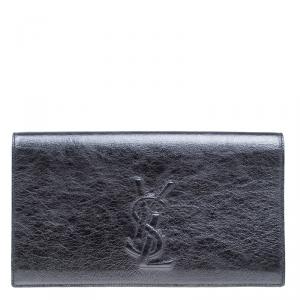 مملوكة مسبقًا Saint Laurent Paris Gunmetal Leather Belle De Jour Flap Clutch