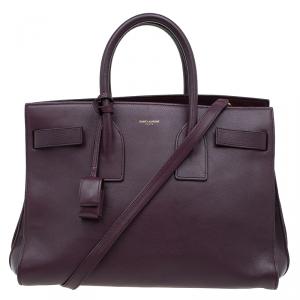 Pre Owned Saint Laurent Paris Burgundy Leather Small Classic Sac De Jour Tote