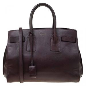 Pre Owned Saint Laurent Paris Burgundy Leather Small Classic Sac De Jour Tote
