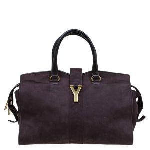 Saint Laurent Paris Dark Brown Leather Medium Cabas Chyc Satchel