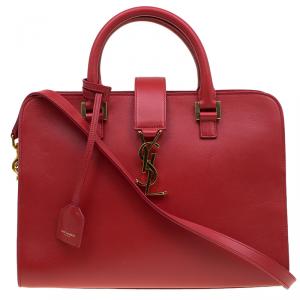 مملوكة مسبقًا Saint Laurent Paris Red Leather Small Cabas Monogram Top Handle Bag
