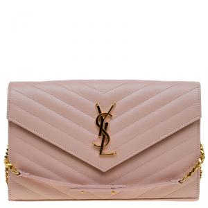 مملوكة مسبقًا Saint Laurent Paris Pink Matelasse Leather Shoulder Bag