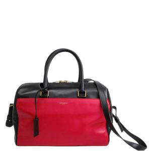 Saint Laurent Paris Black and Red Leather Bo Duffle Bag