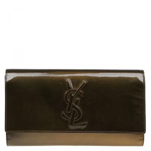 مملوكة مسبقًا حقيبة كلاتش سان لوران باريس قلاب بَل دو جور جلد لامعة برونزية