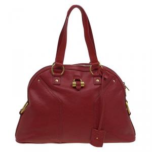 Saint Laurent Paris Red Leather Medium Muse Satchel