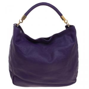 Saint Laurent Paris Purple Leather Roady Hobo