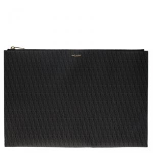 Saint Laurent Paris Dark Brown Monogram Zip Pouch 