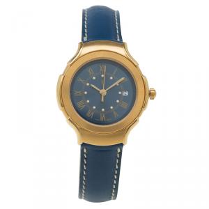 Saint Laurent Paris Blue Gold-Plated Stainless Steel Classic Women's Wristwatch 28MM