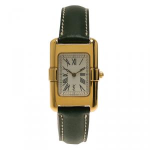 Saint Laurent Paris White Gold-Plated Stainless Steel Classic Women's Wristwatch 21MM