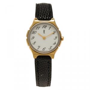 Saint Laurent Paris White Gold-Plated Stainless Steel Classic Women's Wristwatch 25MM