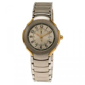 Saint Laurent Paris Silver Gold-Plated Stainless Steel Classic Women's Wristwatch 28MM