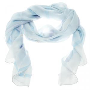 Salvatore Ferragamo Pale Blue Printed Silk Scarf