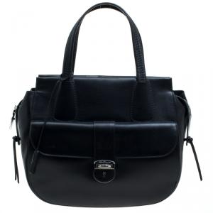Pre Owned Salvatore Ferragamo Black Leather Mardea Tote