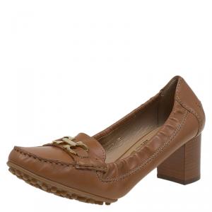 مملوكة مسبقًا Salvatore Ferragamo Brown Leather Narry Block Heel Pumps Size 40