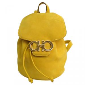 Salvatore Ferragamo Yellow Suede Gancini Backpack