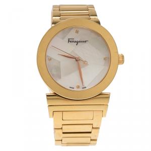 Salvatore Ferragamo Mother of Pearl Gold Ion Plated Stainless Steel FG2 Women's Wristwatch 33MM