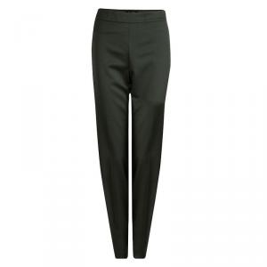 St. John Olive Green Wool Straight Fit Trousers S