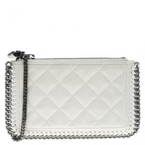 Stella McCartney Off White Quilted Faux Leather Falabella Coin Pouch