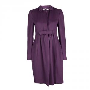 Pre Owned Stella McCartney Purple Wool Cashmere Bow Detail Dress Coat M