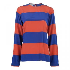 Pre Owned Stella McCartney Blue and Orange Stripped Long Sleeve Top S