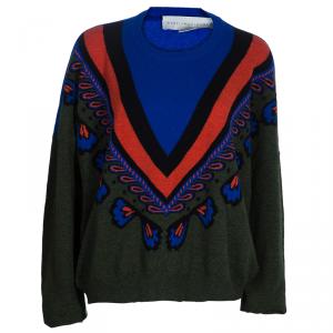 Pre Owned Stella McCartney Green Printed Wool Sweater L