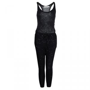 Stella McCartney Black Sequin Embellished Knit Racer Back Jumpsuit S