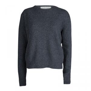 Pre Owned Stella McCartney Grey Wool Zip Detail Crew Neck Sweater M
