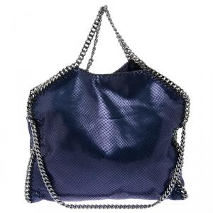 Stella McCartney Blue Faux Python Small Falabella Tote