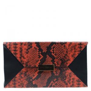 Stella McCartney Orange Alter Faux Python Beckett Clutch