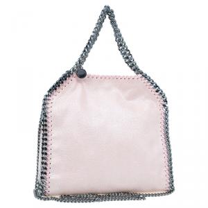 Pre Owned Stella McCartney Metallic Pink Faux Leather Mini Falabella Tote Bag