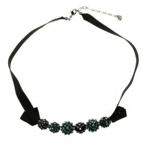 Swarovski Blue Crystal And Ribbon Choker Necklace