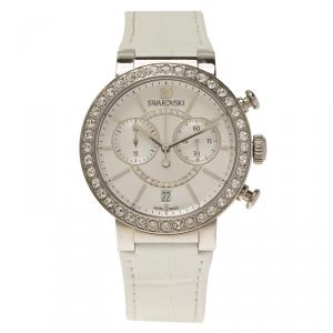 Swarovski Silver Stainless Steel Crystal Citra Sphere Chrono Women's Wristwatch 38MM