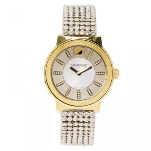 Swarovski Silver Gold-Plated Stainless Steel Crystal Piazza Mesh Women's Wristwatch 36MM