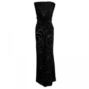 Tadashi Shoji Black Devore Gown M