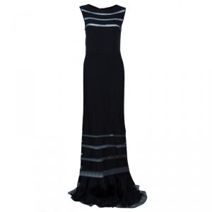 Tadashi Shoji Black Panel Gown L