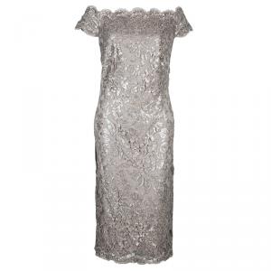 Tadashi Shoji Beige Sequin Off-Shoulder Dress XL