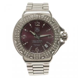 Tag Heuer Purple  Stainless Steel Diamonds Formula One Women's Wristwatch 37MM