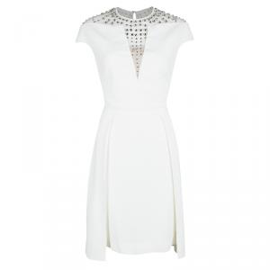 Temperley London Ivory Crystal Embellished Cap Sleeve Dress M