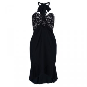 Temperley Black Lace Halterneck Dress M