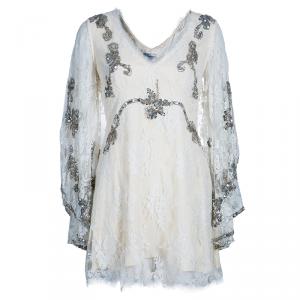 Temperley London Ivory Embellished Lace Top L