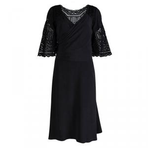 Temperley London Black Lace Applique Detail Dress L 