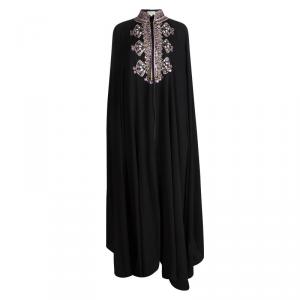Temperley London Black Silk Embellished Cape Style Abaya (One Size)