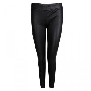 The Row Black Lambskin Leather Paneled Jeggings S