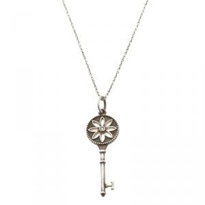 Tiffany & Co. Daisy Key Diamond & Silver Pendant Chain Necklace