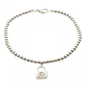 Pre Owned Tiffany & Co. 1837 Lock Charm Silver Bead Bracelet 17cm
