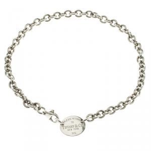 Pre Owned Tiffany & Co Return To Tiffany Oval Tag Silver Necklace