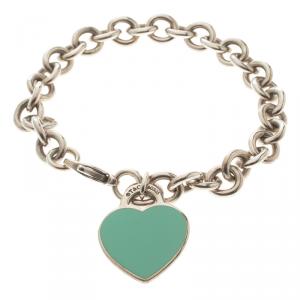 Tiffany & Co. Return To Tiffany Enamel Heart Tag Silver Bracelet 19cm