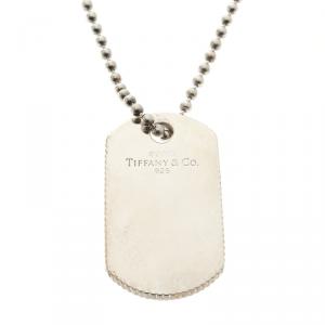 Pre Owned Tiffany & Co. Coin Edge Silver Tag Pendant Necklace