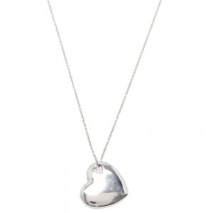 Pre Owned Tiffany & Co. Elsa Peretti Double Heart Silver Pendant Necklace