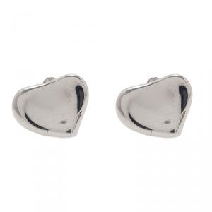 Pre Owned Tiffany & Co. Elsa Peretti Full Heart Silver Stud Earrings